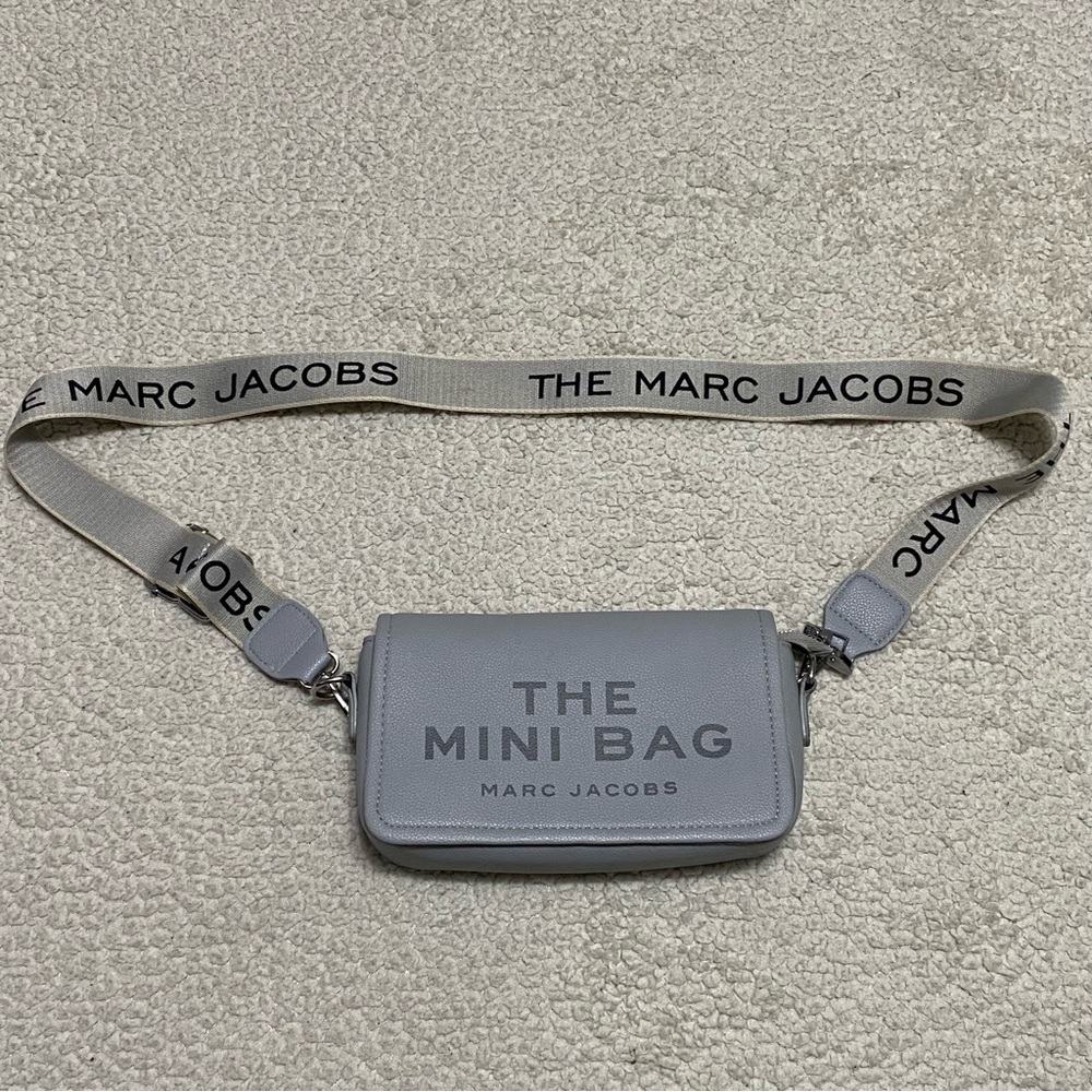 Marc Jacobs Grey Leather The Mini Bag Shoulder Cross Body Tote